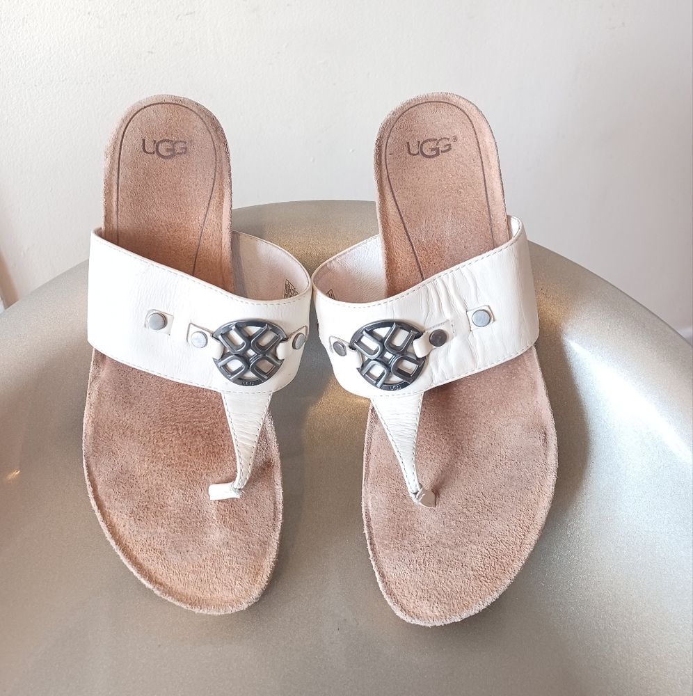 Ugg Women's Leather Wedge Sandals Size 8
